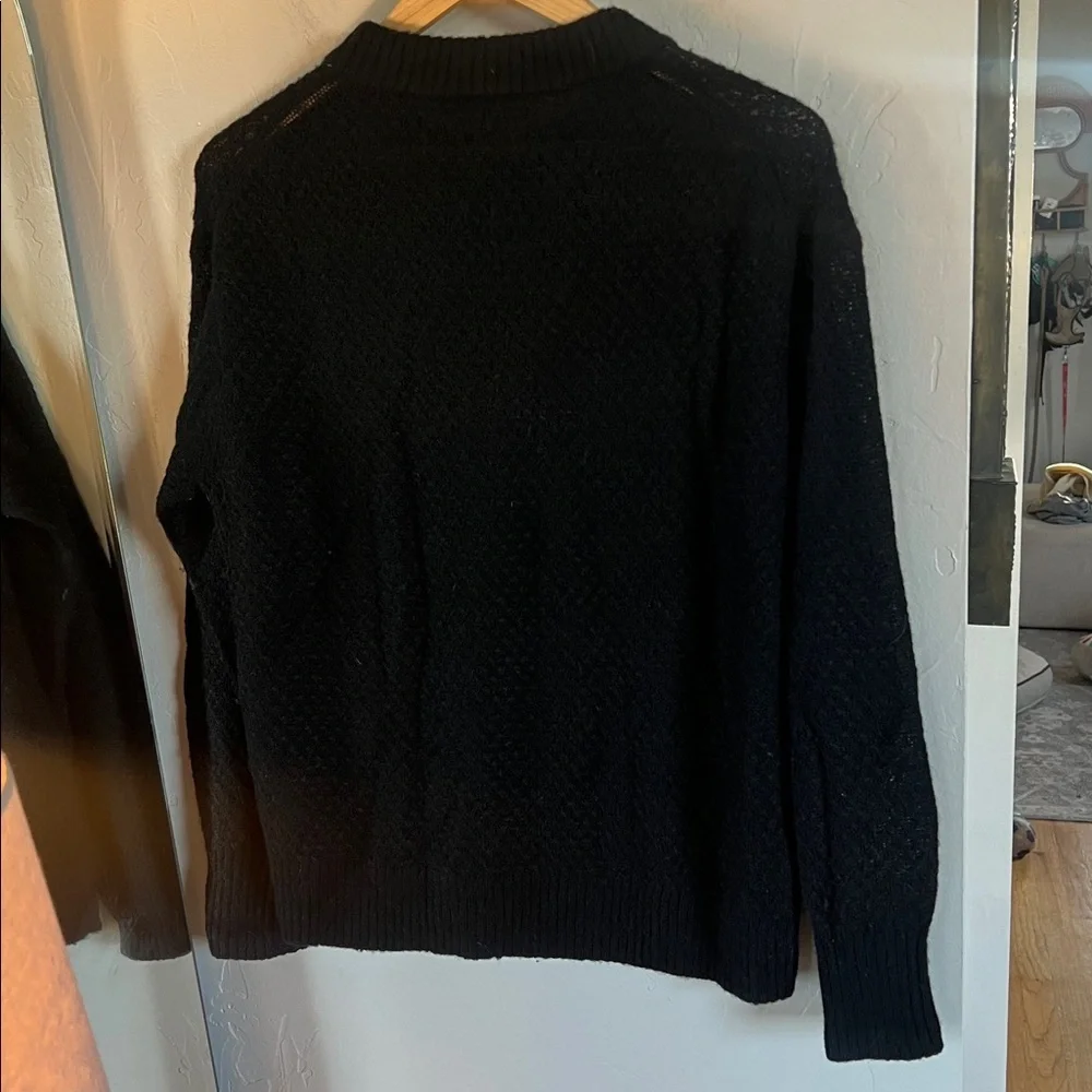 Quince women’s oversized textured Crewneck Sweater in Black